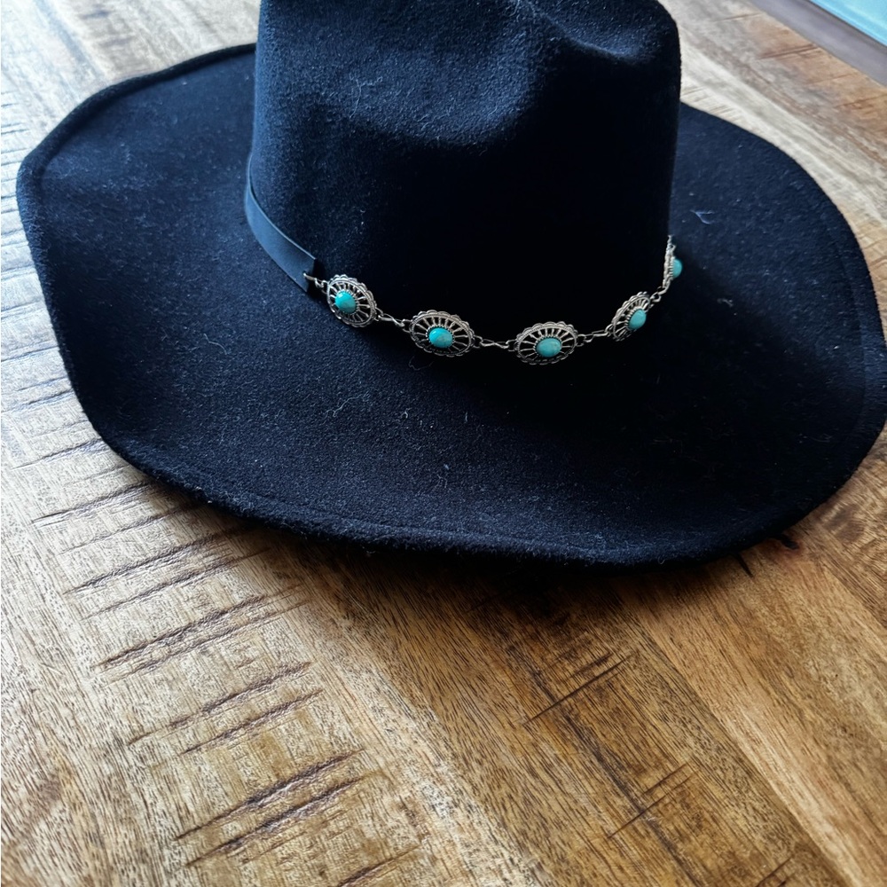 Frye Black and Blue Western Hat with Turquoise Accents - Picture 7 of 7
